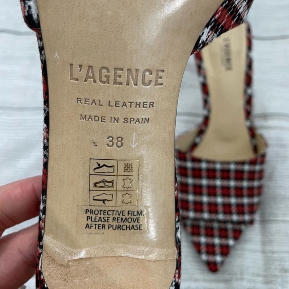 L'AGENCE Red and Black Houndstooth Heels - Picture 6 of 9